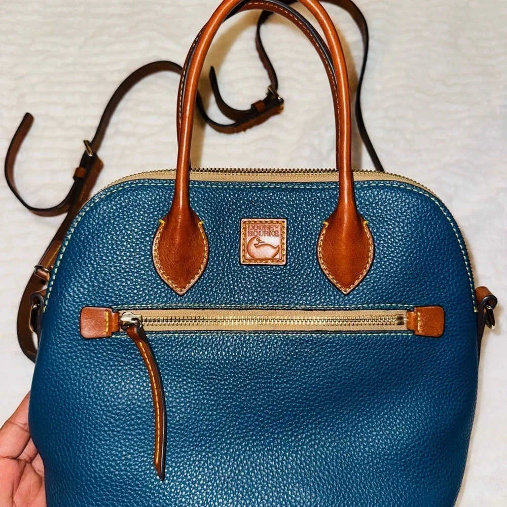 Dooney & Bourke Teal and Tan Satchel